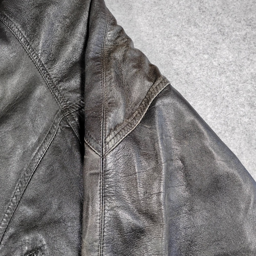San Francisco Skins Mens Vintage Black Leather Asymmetrical Biker Moto Jacket XL - Picture 6 of 16